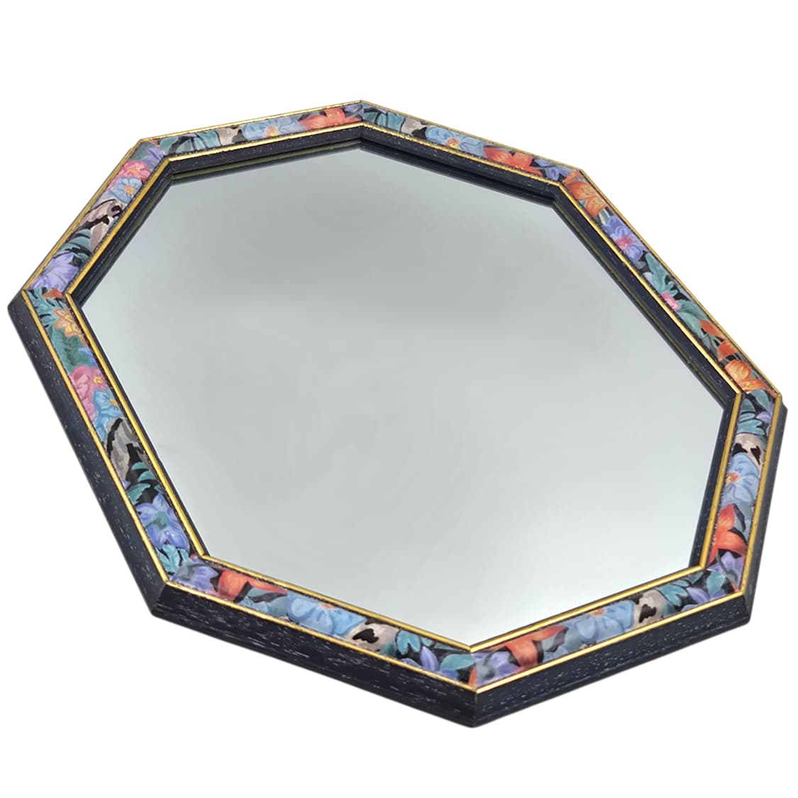 70s 이탈리아 엔틱 플로랄 8각 아트 벽거울 상품이미지2