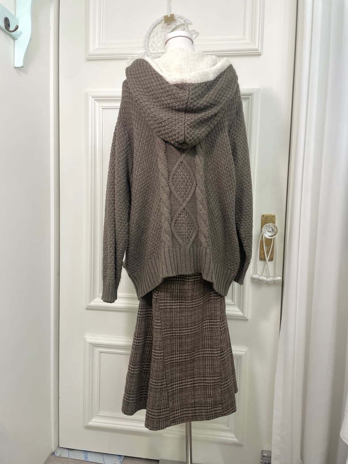 choco brown hoodie fur loose cardigan 상품이미지3