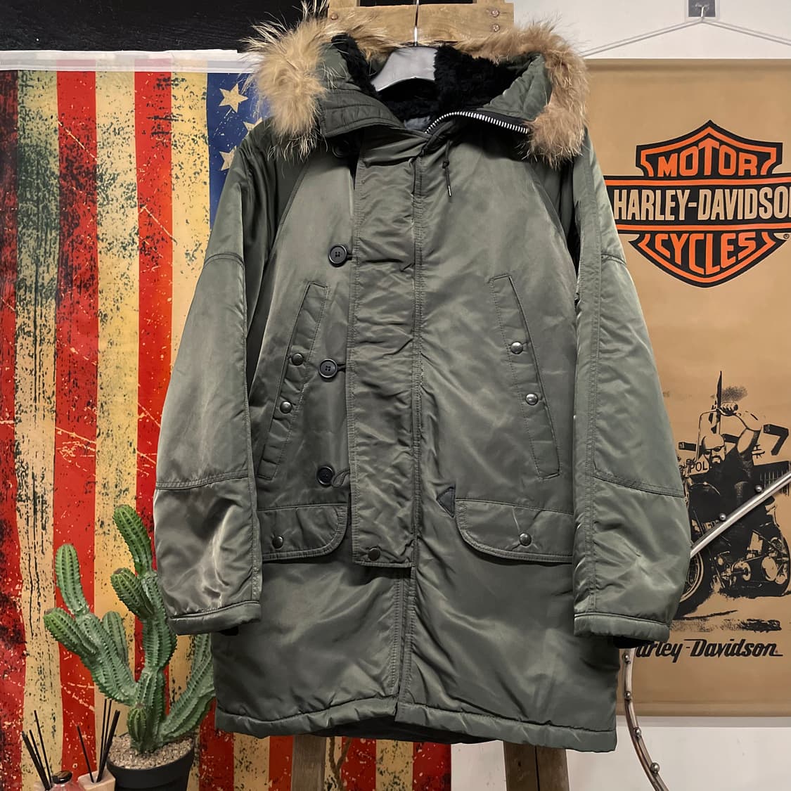 80s 스피왁 골든 플리스 N3B 퍼 후드 야상 자켓 밀리터리 상품이미지1