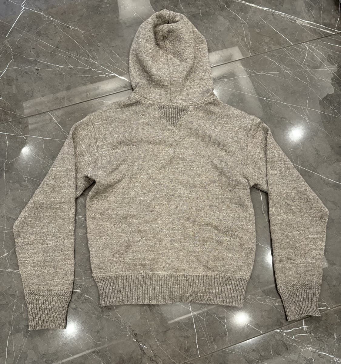 90s RRL 더블알엘 코튼 울 니트 풀오버 후드티 그레이 상품이미지4