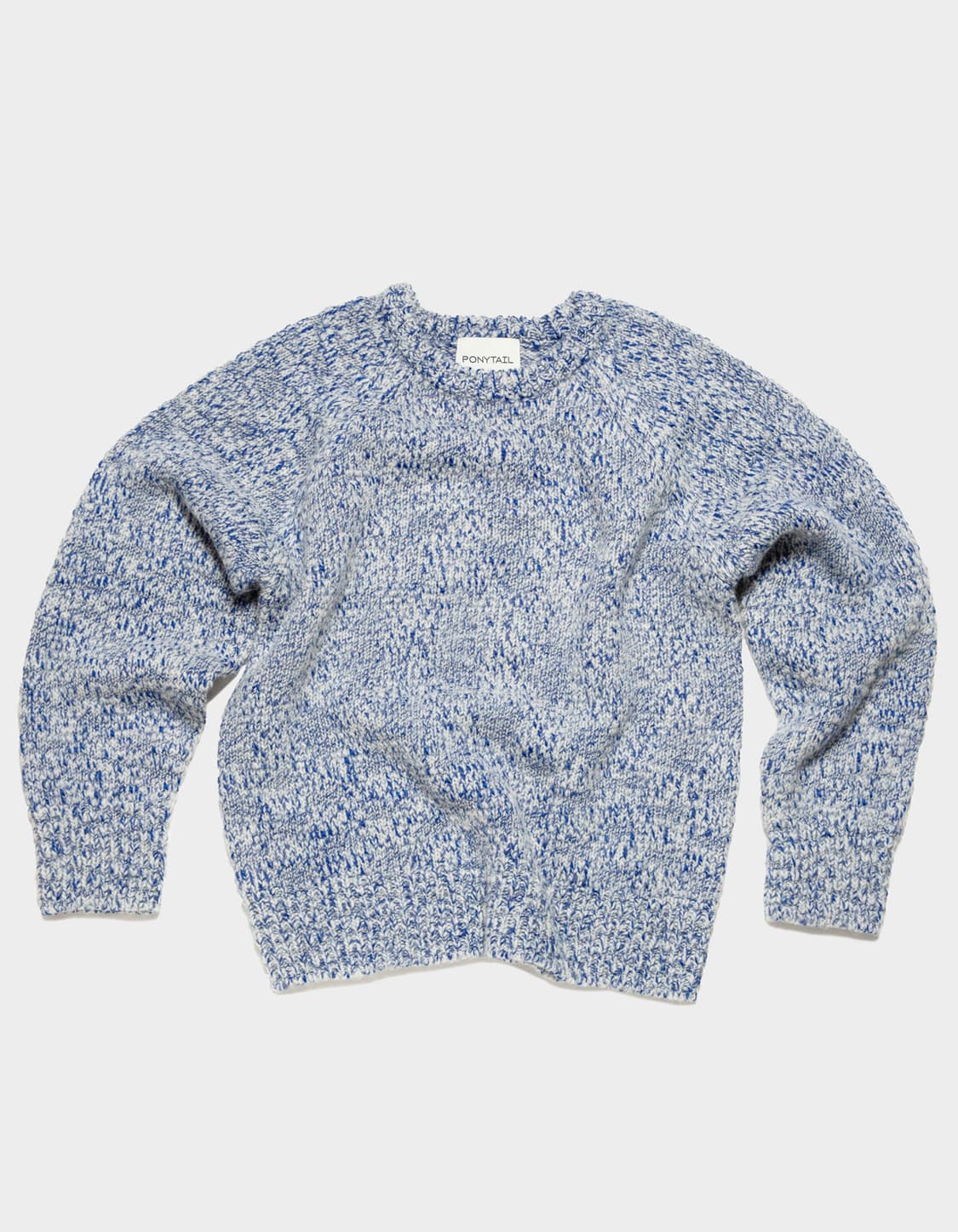포니테일 래글런 풀오버 니트 블루믹스 상품이미지1