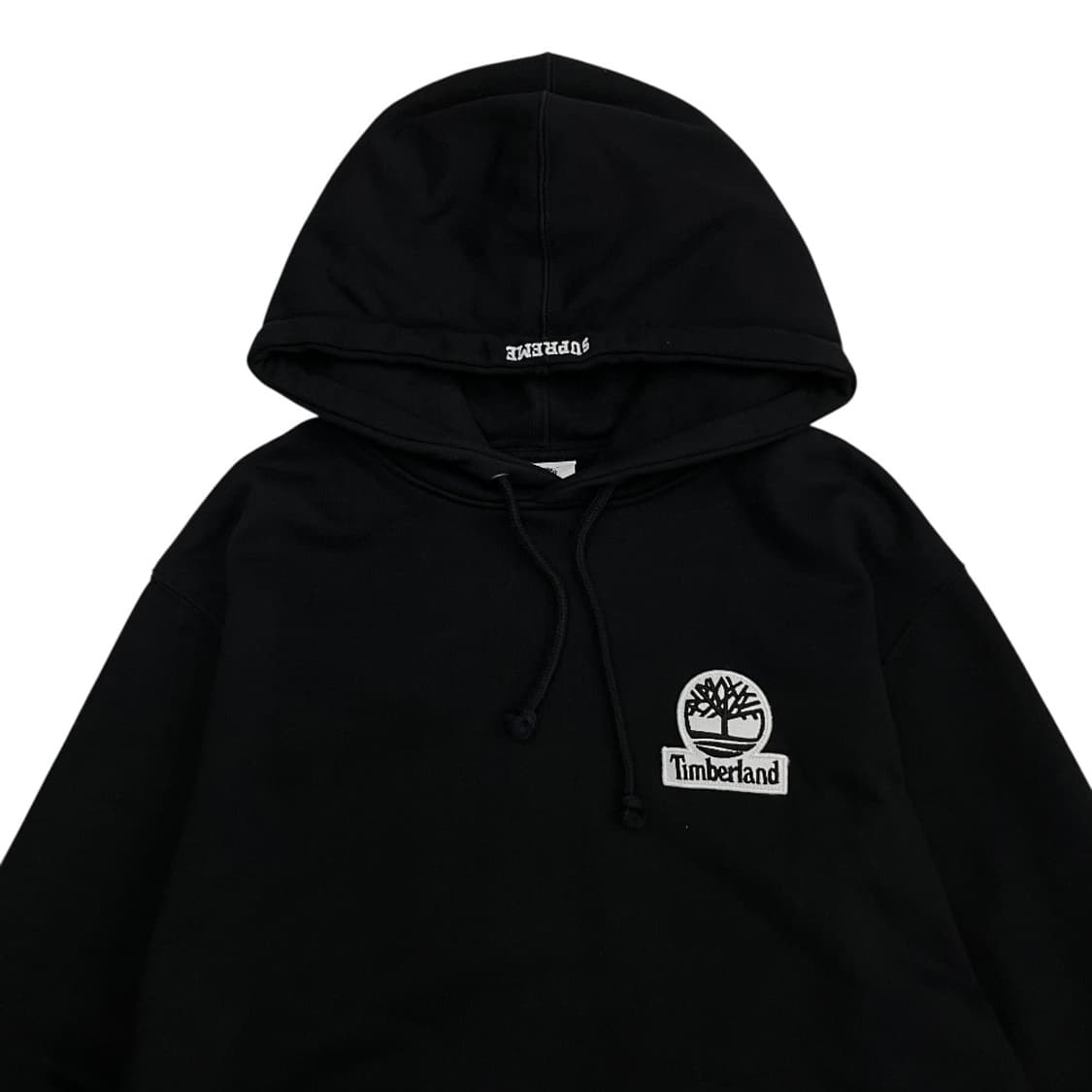팀버랜드 X 슈프림 백 레더패치 블랙 후드 XL 상품이미지5