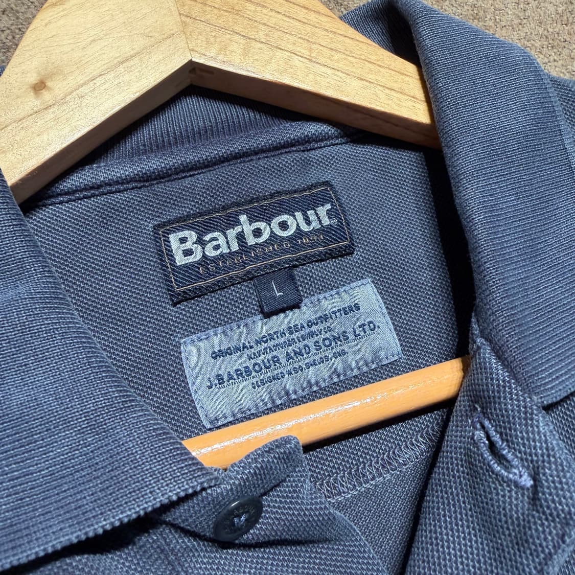 Barbour 바버 가먼트다이드 반팔 카라티 L 상품이미지2
