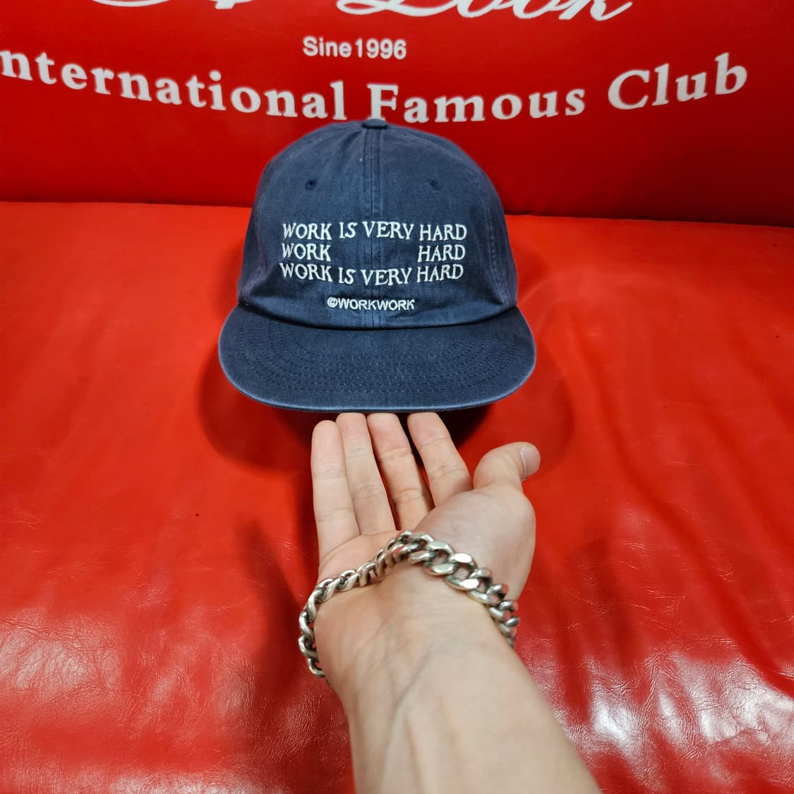 워크워크 레터링 네이비 코튼 볼캡 Free 상품이미지2