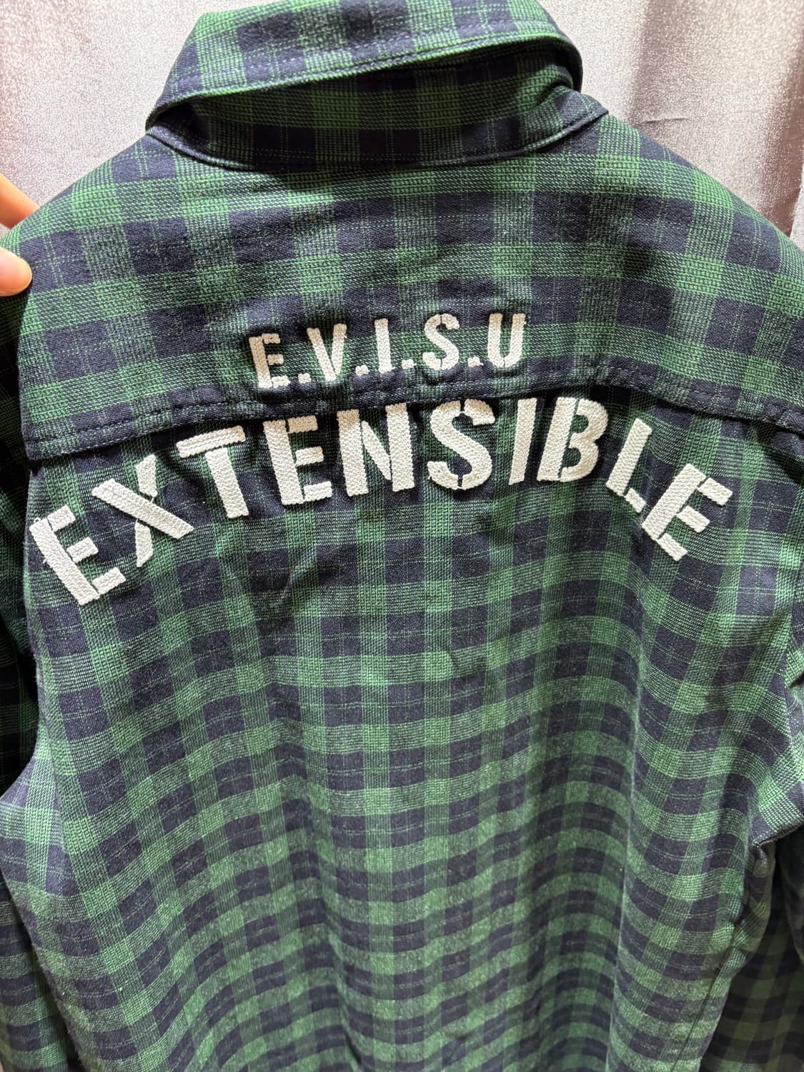 L 에비수 우먼스 타이거 패치 그린 체크셔츠 상품이미지5