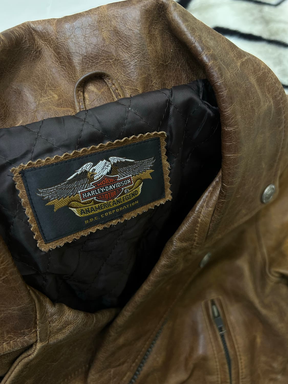 [실측M]할리데이비슨 숏 소가죽 라이더 자켓/브라운 상품이미지6