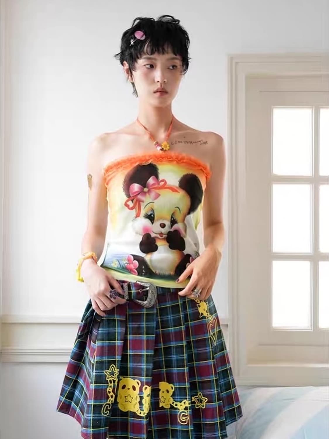 CLOVER GARDEN Check Buckle Pleats Skirt 상품이미지2