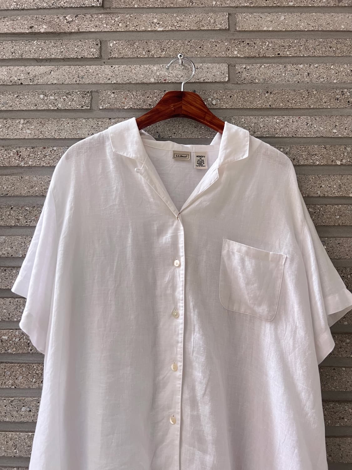 [XL]L.L.Bean  싱글포켓 화이트 린넨 셔츠 상품이미지2