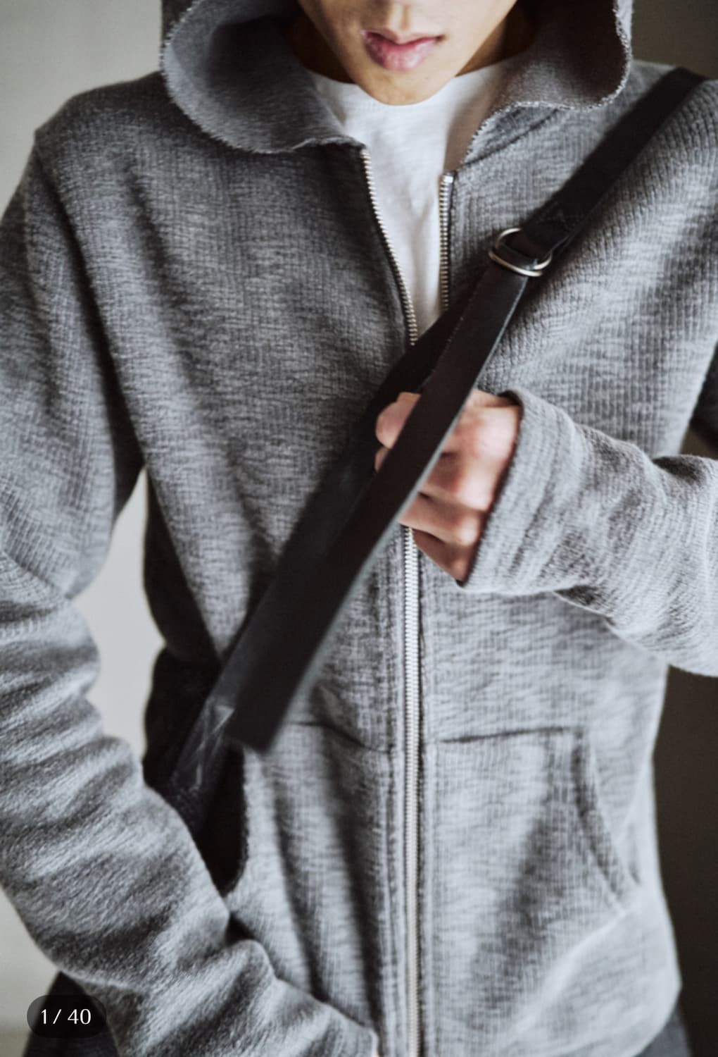 [2] 모노프리베 텍스쳐 후디 집 그레이 팝니다 상품이미지1