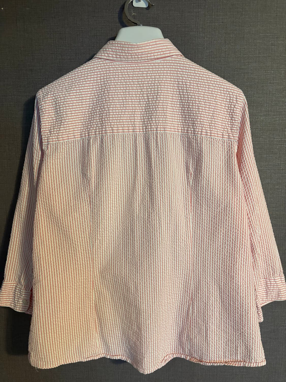 L.L.Bean 핑크 스트라이프 칠부 셔츠 L 상품이미지5