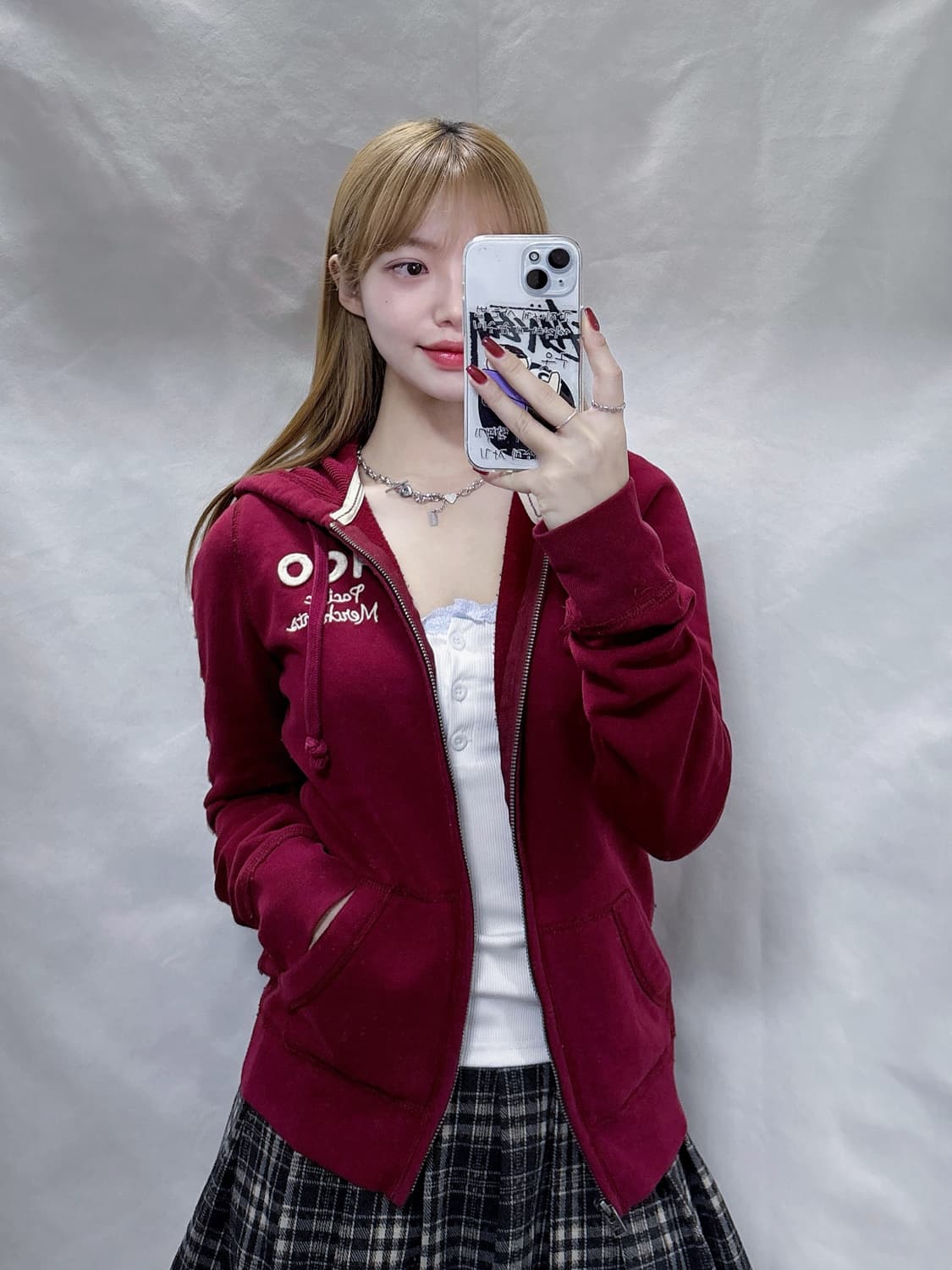 홀리스터 사이드로고 버건디 후드집업  상품이미지2