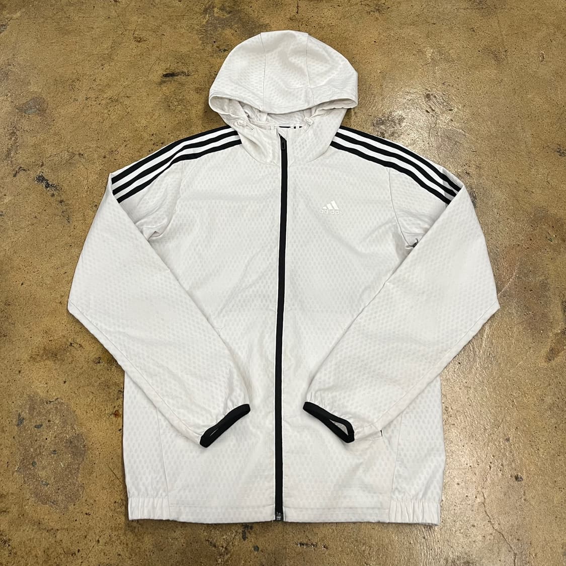 [정품/M] 아디다스 화이트 삼선 후드 바람막이 b10 상품이미지2