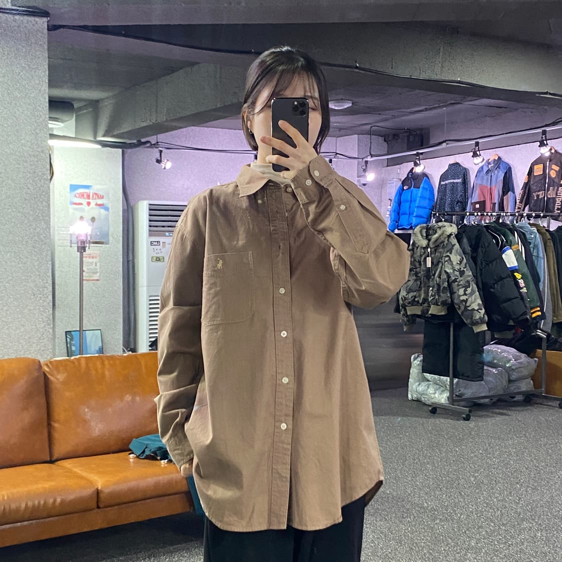 폴로 랄프로렌 클래식핏 브라운 셔츠 B3676 상품이미지1