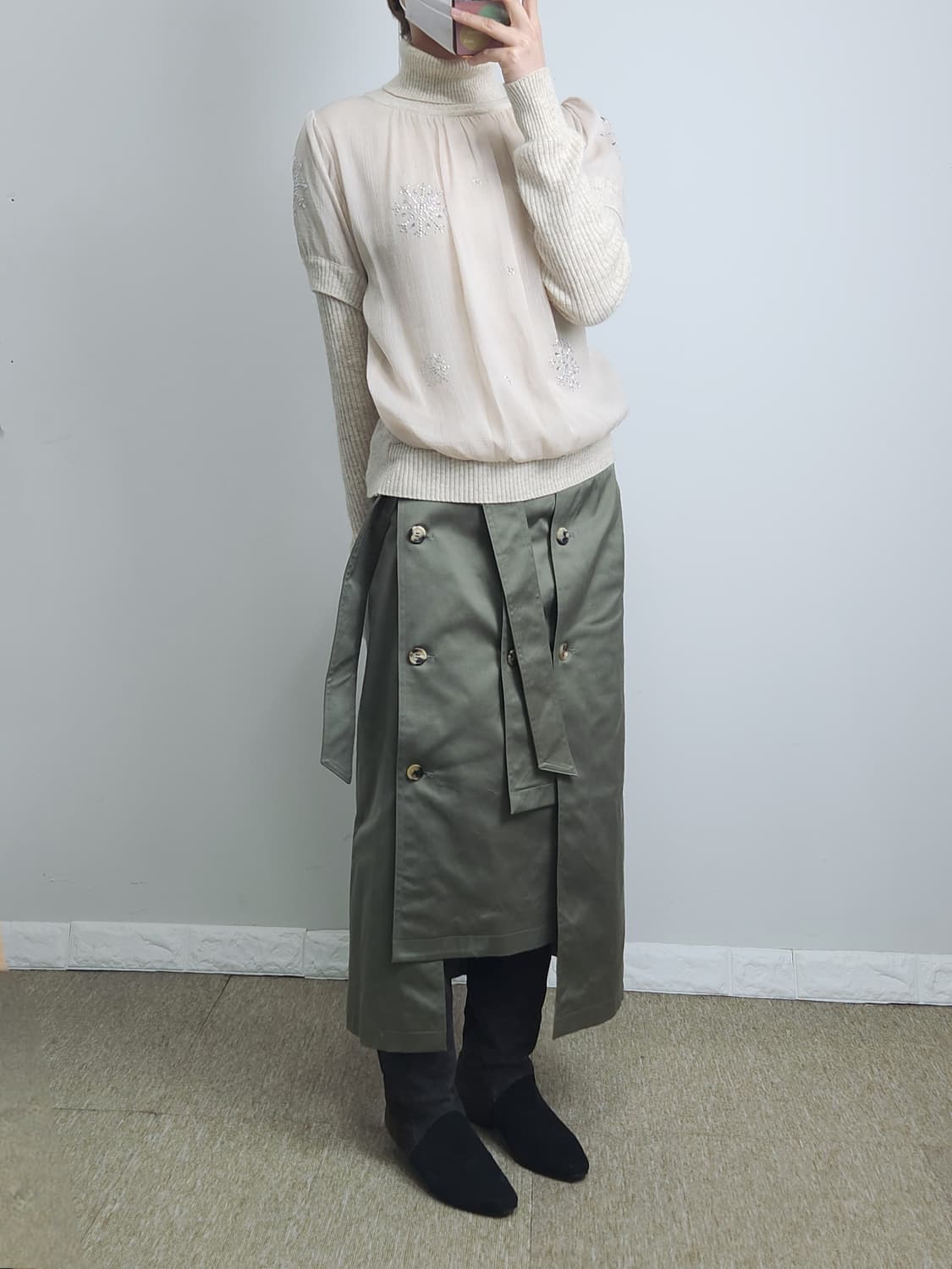 단추 언발 롱 스커트 상품이미지2