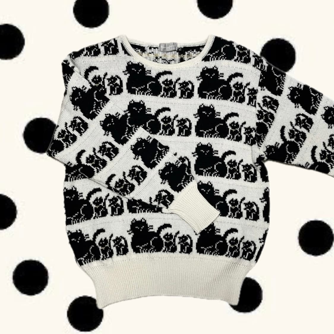 고양이 패턴 니트 상품이미지1