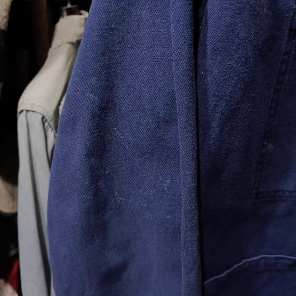  [Vintage] 70s 프렌치 잉크 블루 라운드 칼라 워크 자켓 상품이미지3