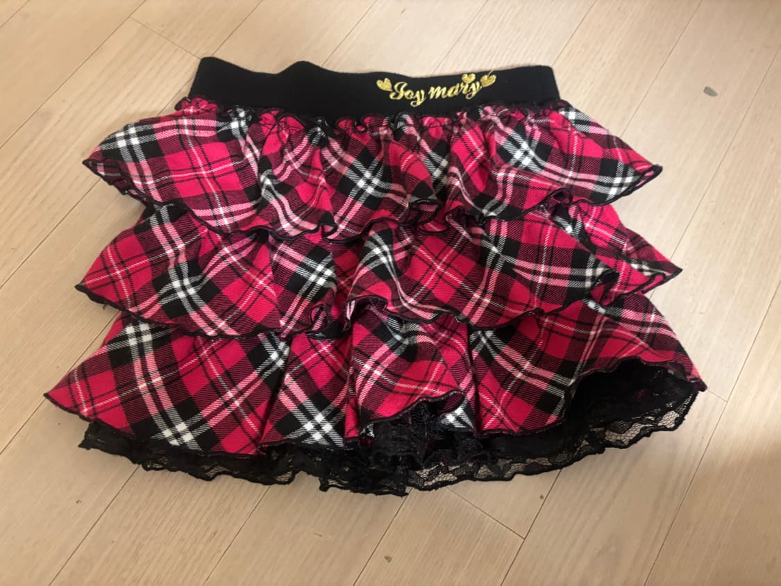 핫핑크 체크 펑크 캉캉 스커트 상품이미지1