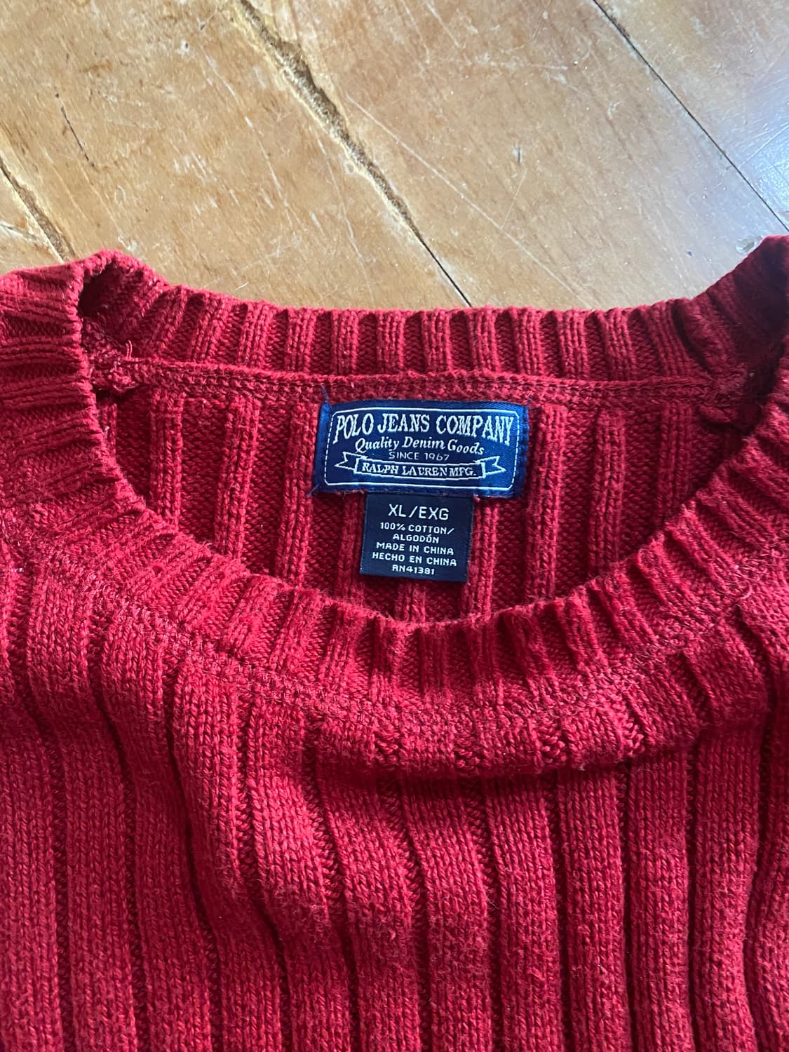 폴로 진 레드 리브 니트 XL (105) 상품이미지3