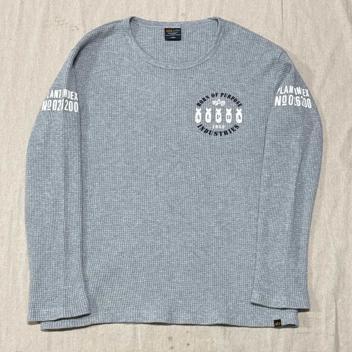 알파인더스트리 백프린팅 와플 롱슬리브 L 상품이미지2