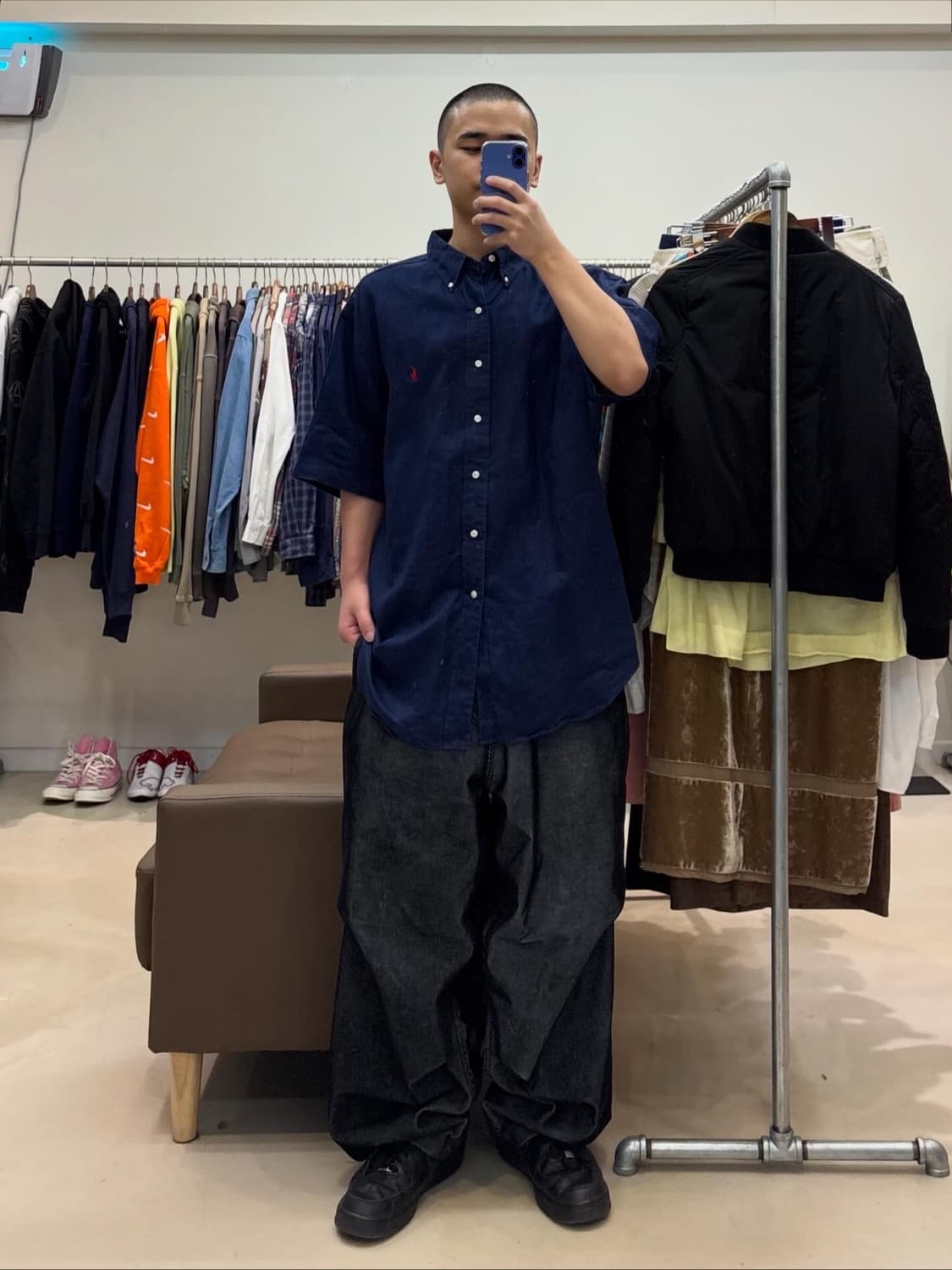 폴로 린넨 반팔 셔츠 네이비 상품이미지8