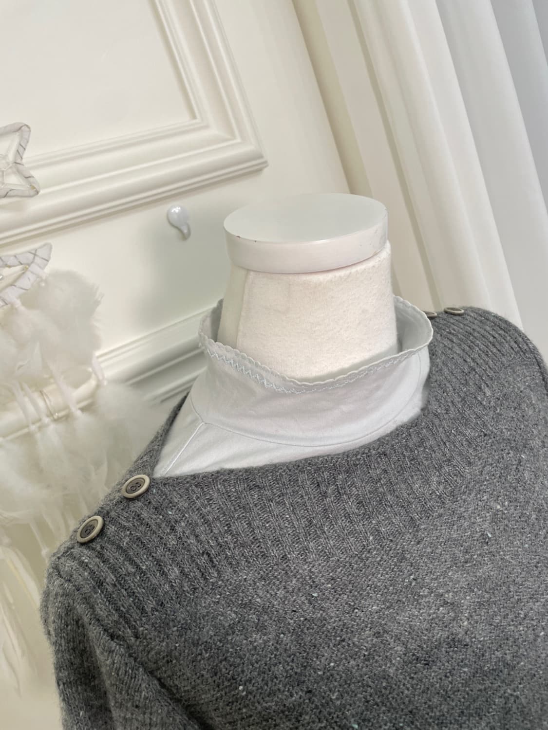 charcoal button pocket point half knit t 상품이미지9