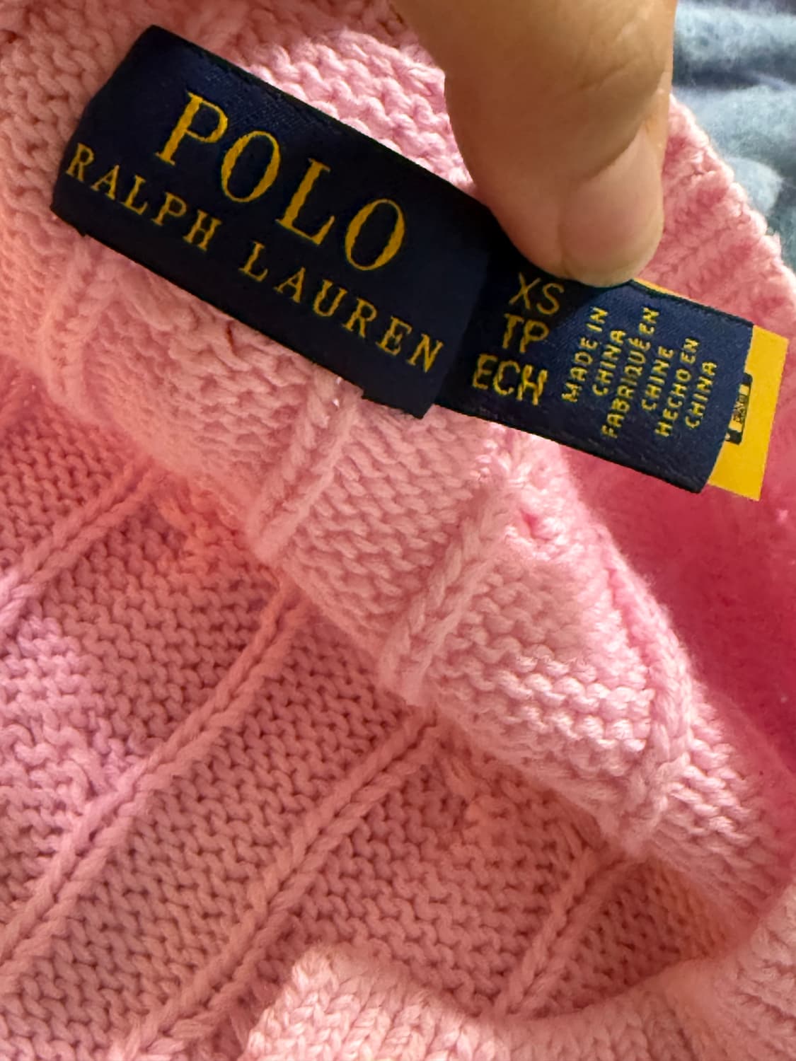 폴로 랄프로렌 꽈배기 케이블 니트 xs 연핑크 상품이미지3