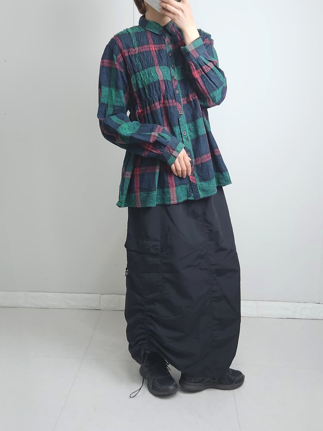 체크 밴딩 블라우스 상품이미지4