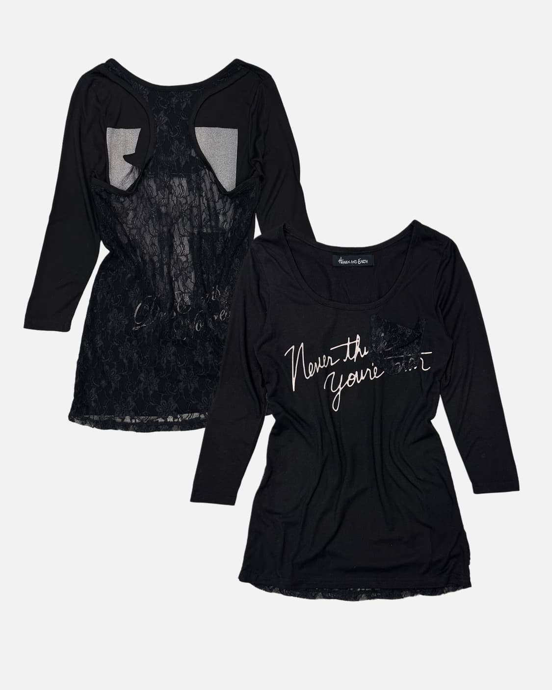 HEAVEN AND EARTH lace layered printing t 상품이미지1