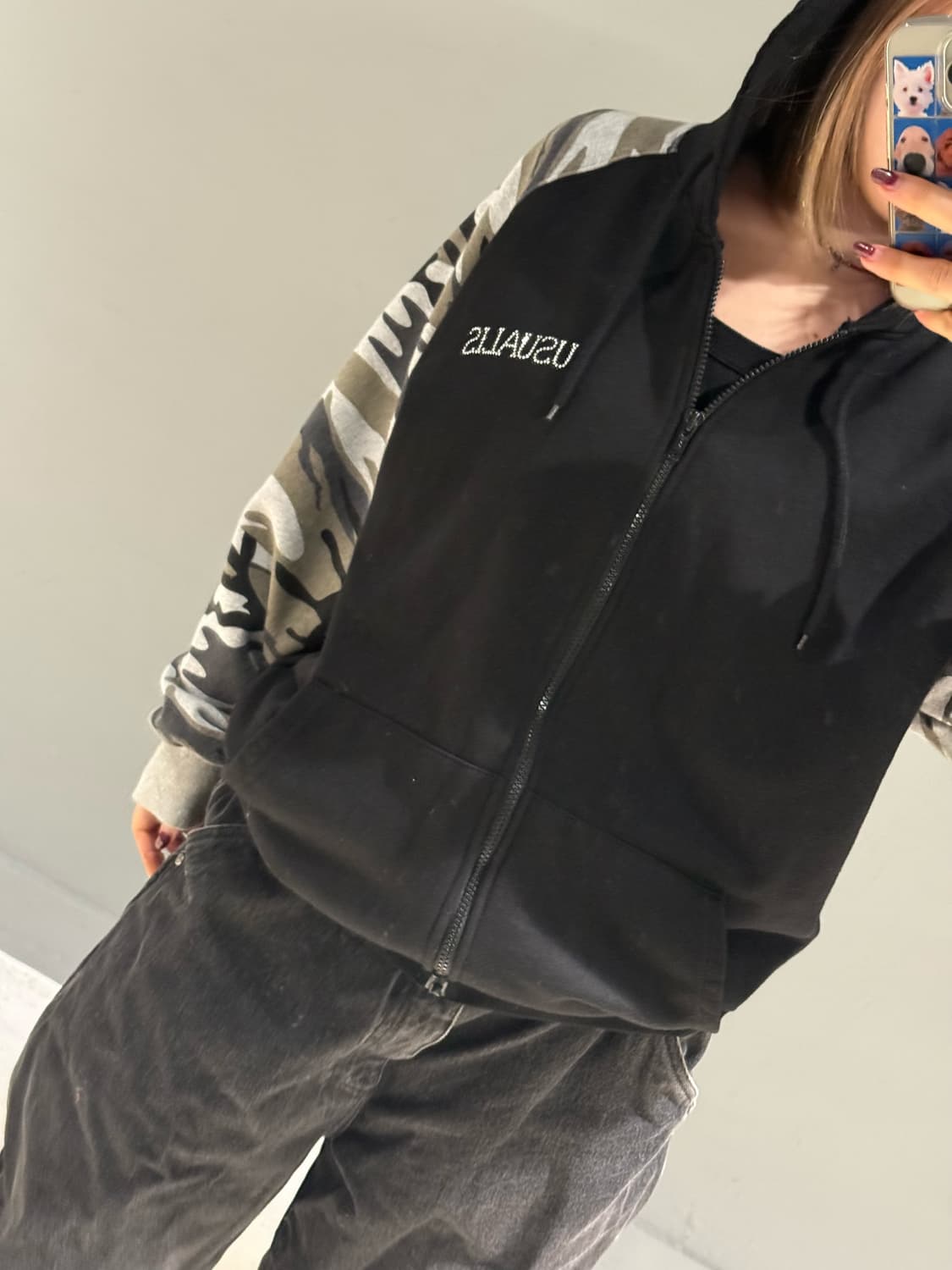 numbering cubic point camo hood zip-up 상품이미지5