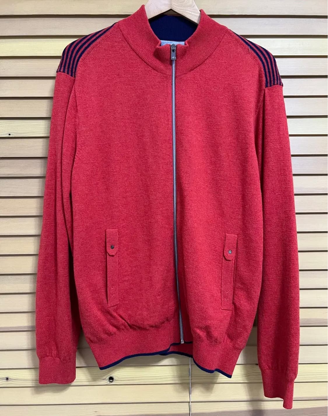 갤럭시 남성 레드 울방풍집업점퍼 니트자켓 상품이미지2