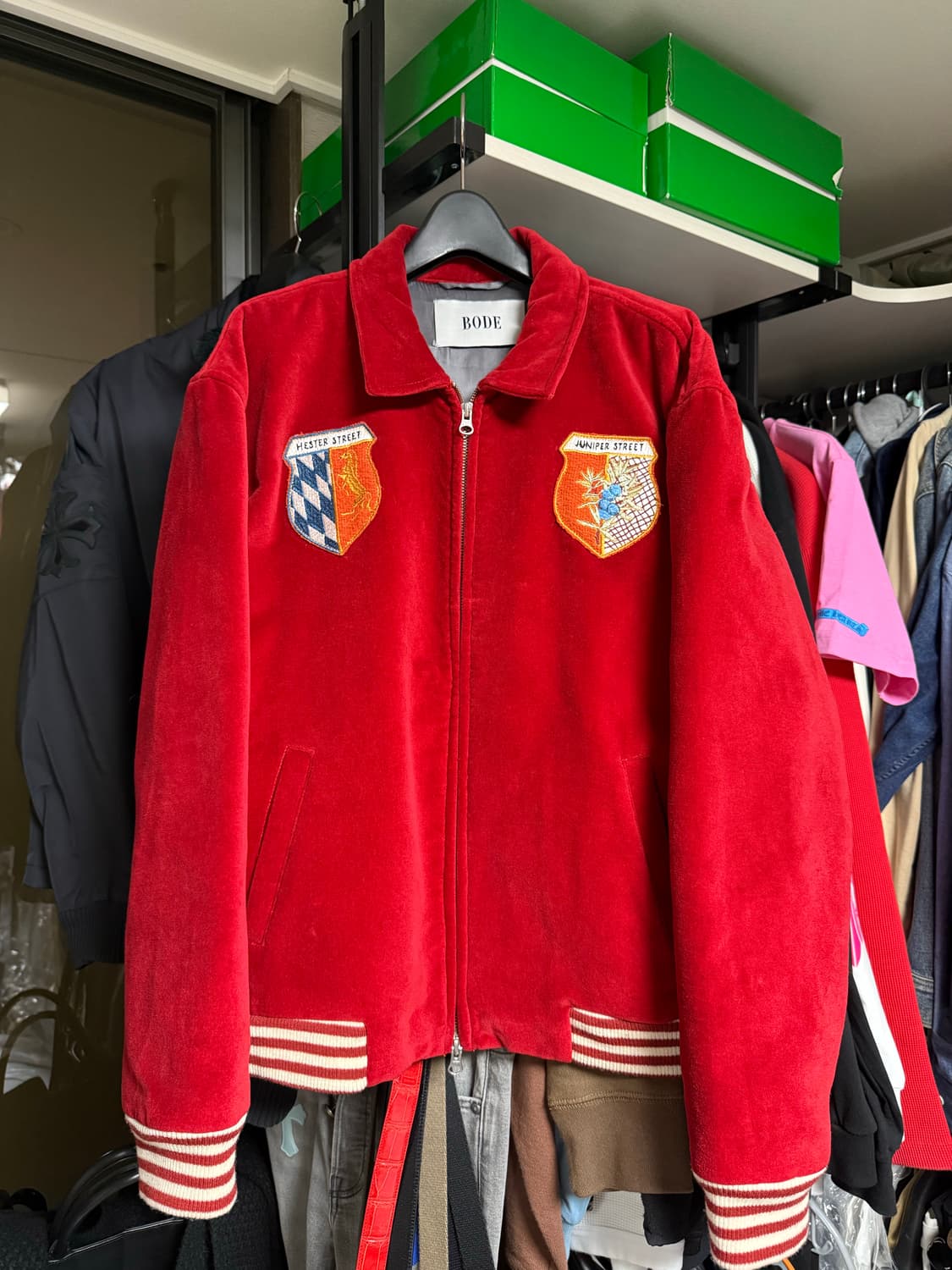 [L] BODE 보디 수베니어 윈햄 스웨이드 블루종 자켓 상품이미지2