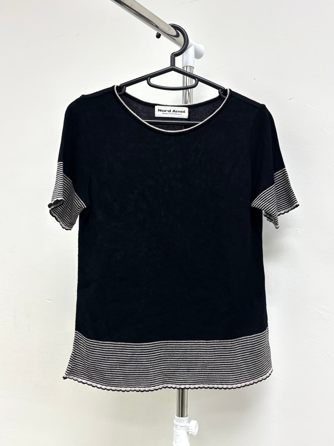 빈티지 블랙 반팔 니트 상품이미지5