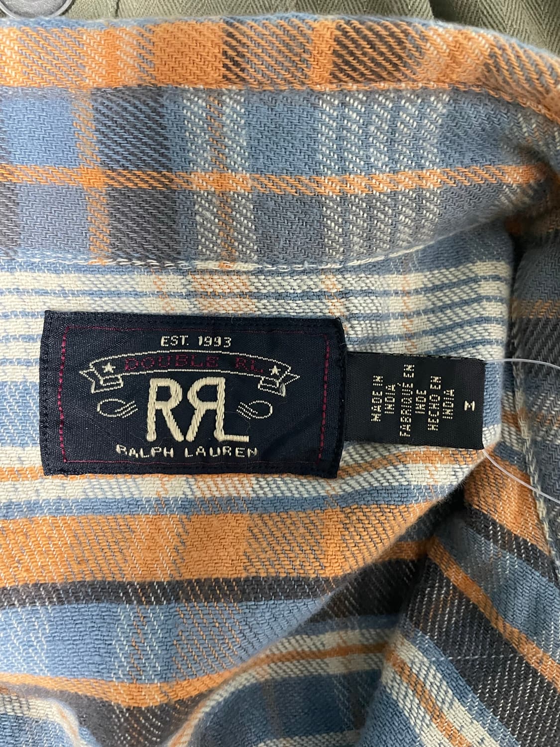 [M] RRL 슬림핏 플래드 트윌 웨스턴 셔츠 블루 오렌지 (새상품) 상품이미지7