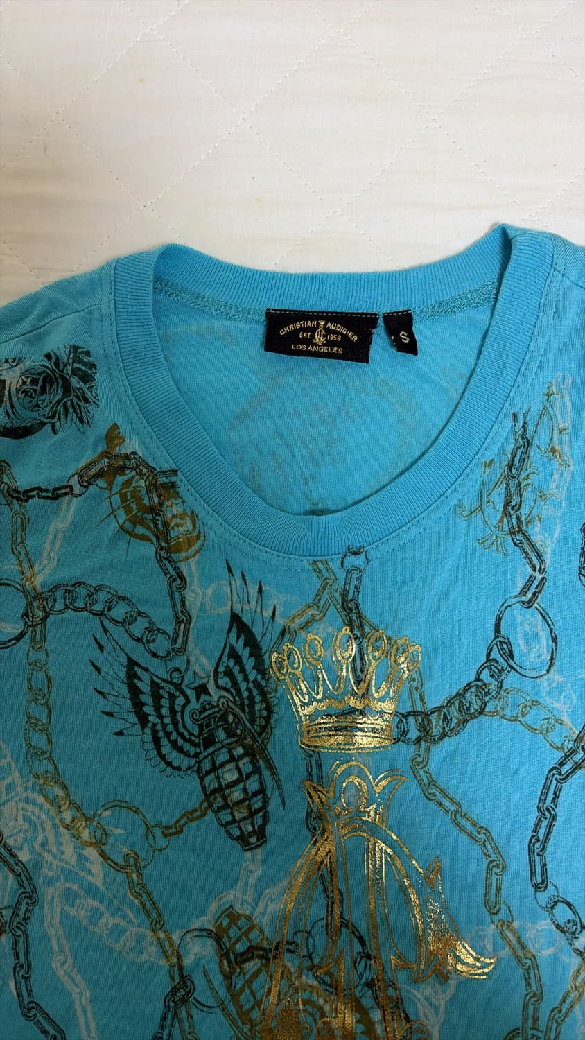 christian audigier y2k 금박 체인 반팔 딱붙 상품이미지4