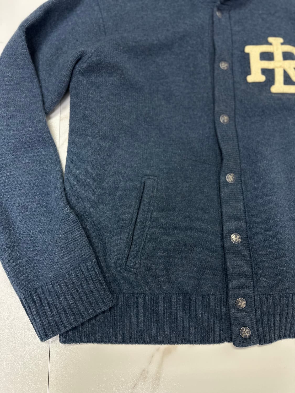 (XL)폴로 폴로진스 R패치 레터맨 숄카라 가디건 딥블루 상품이미지3