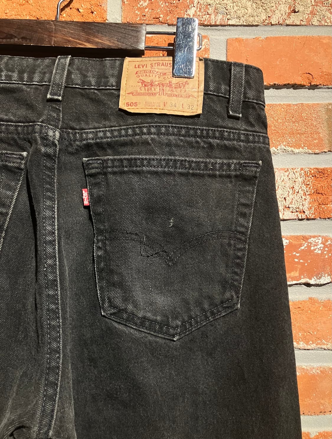 90s USA 빈티지 리바이스 505 블랙 데님 팬츠 상품이미지6