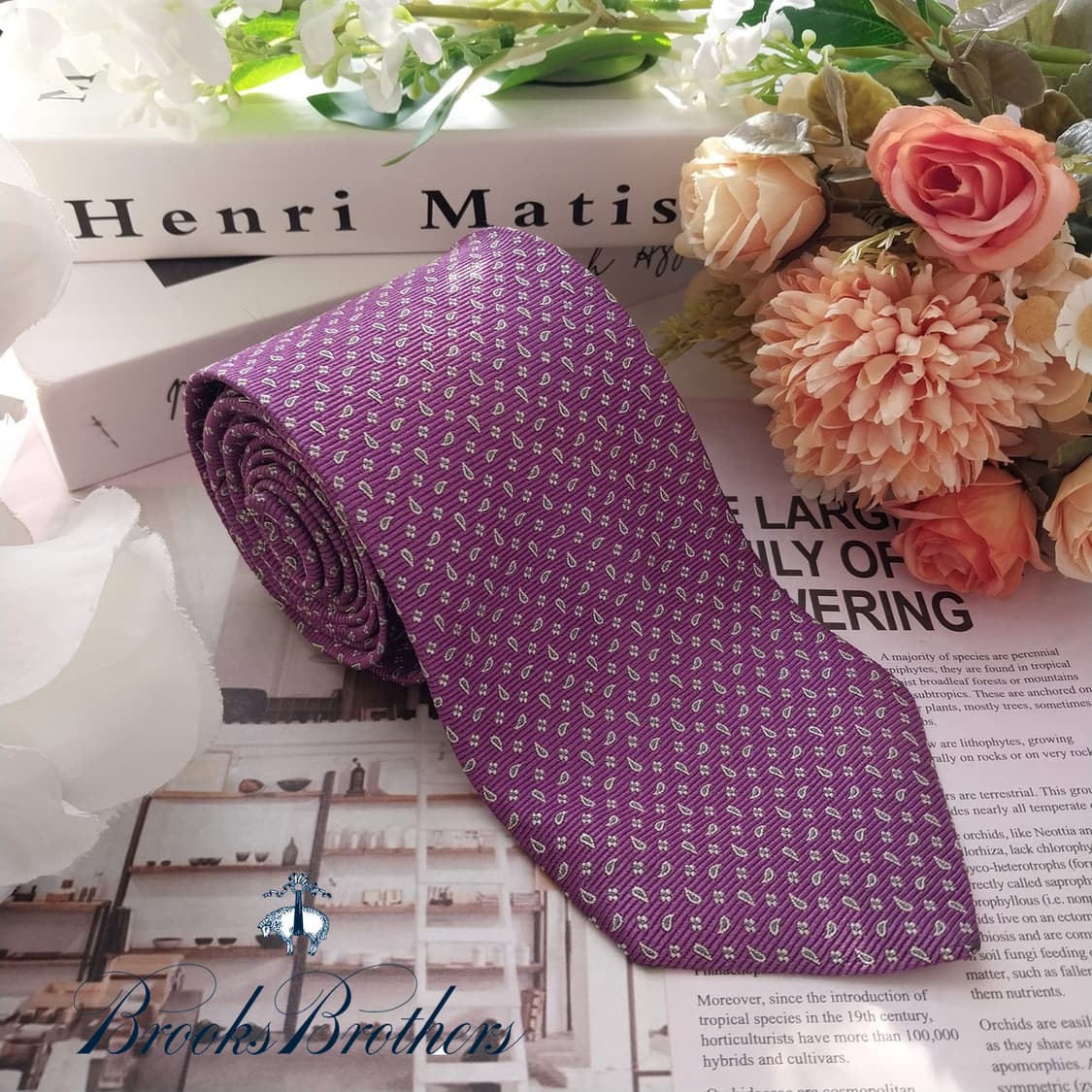 브룩스브라더스 실크 퍼플 패턴 넥타이 8.5cm A등급 K1715
 상품이미지2