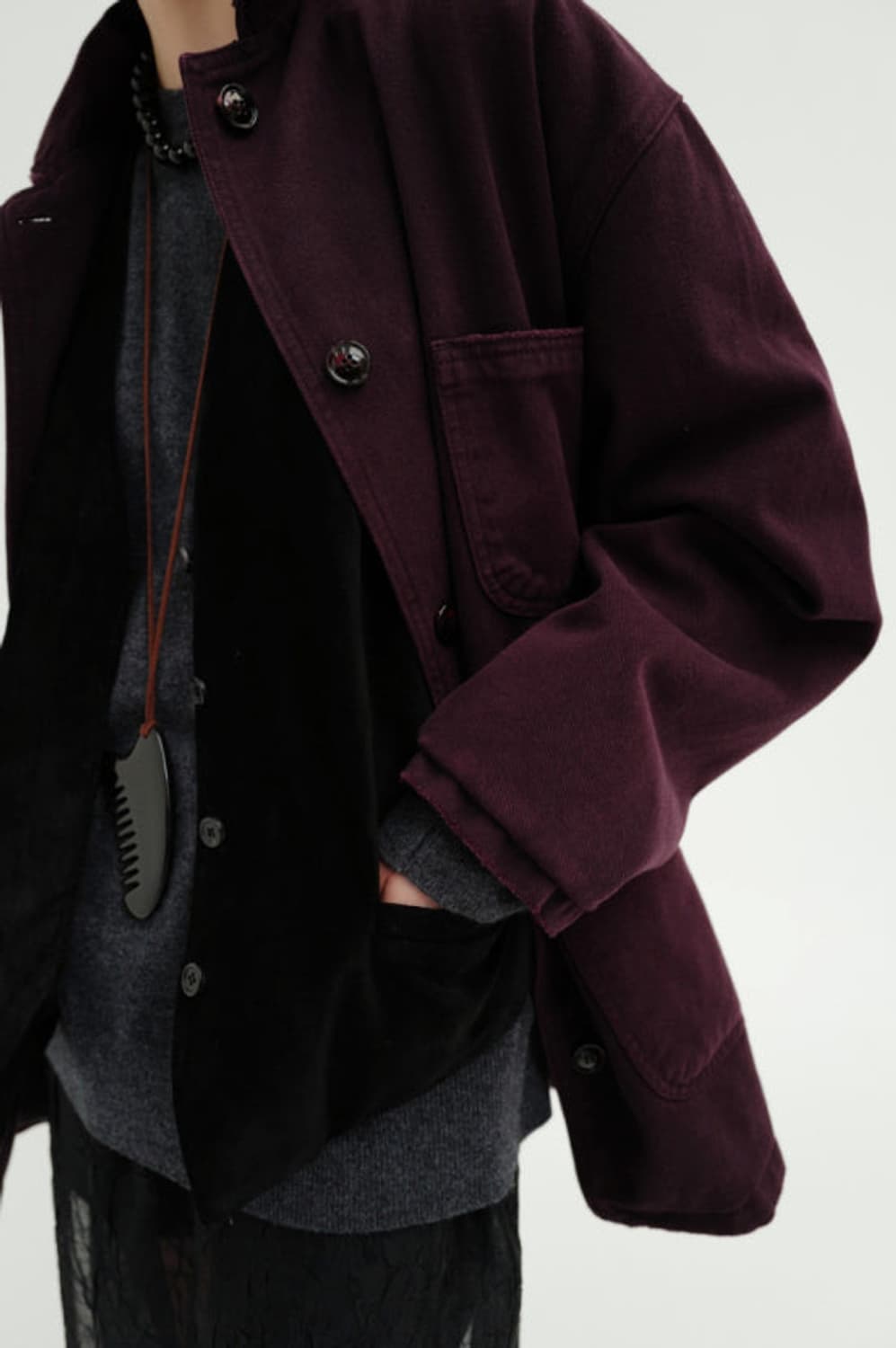 모노하 워크자켓 와인 dying work jacket monoha 상품이미지2