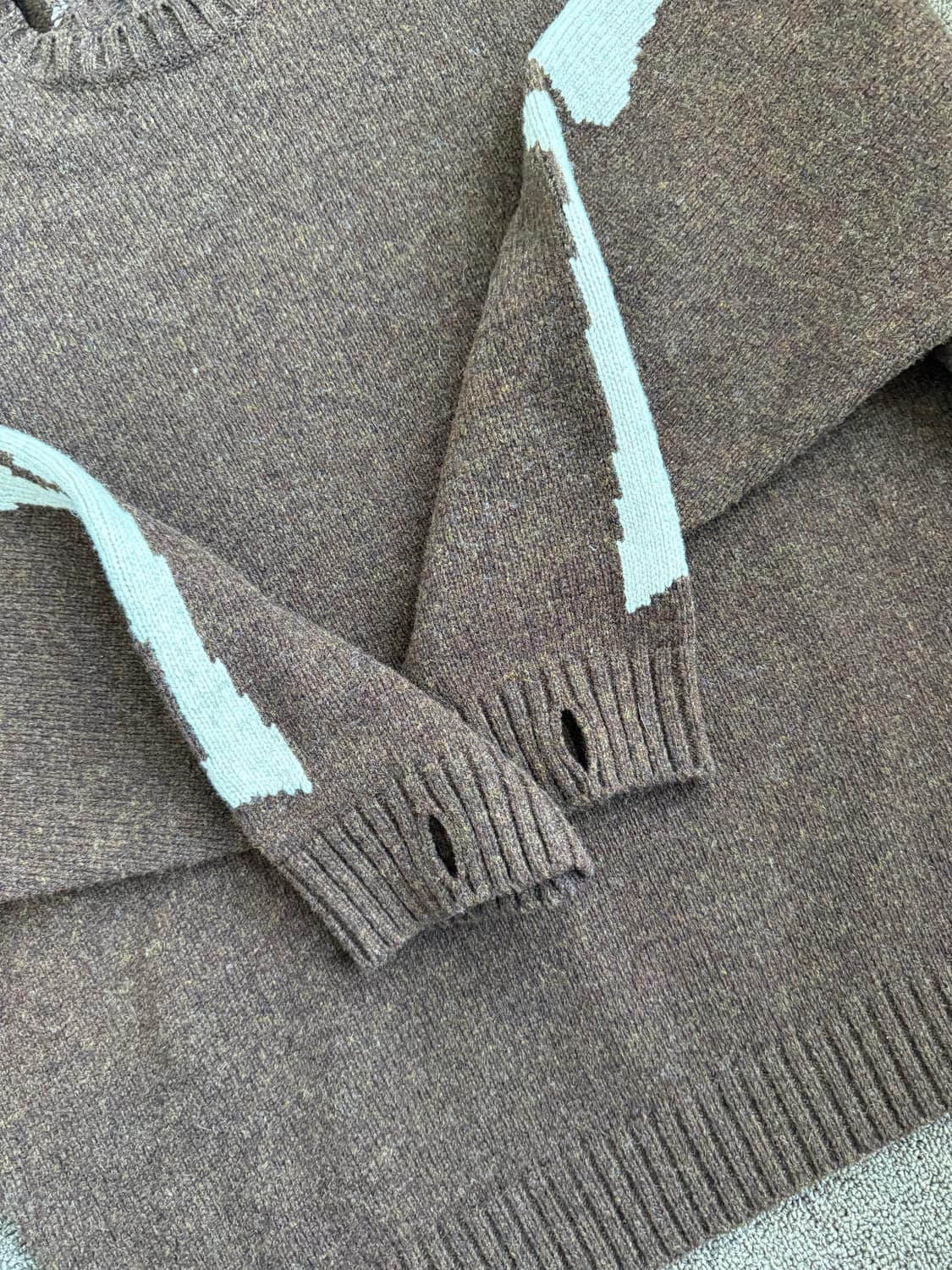 KAPITAL 캐피탈 5G 울 본 크루넥 스웨터 브라운 1사이즈 상품이미지4