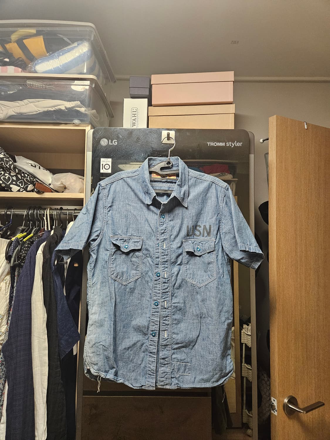 리얼맥코이 USN 샴브레이 반팔셔츠 상품이미지1