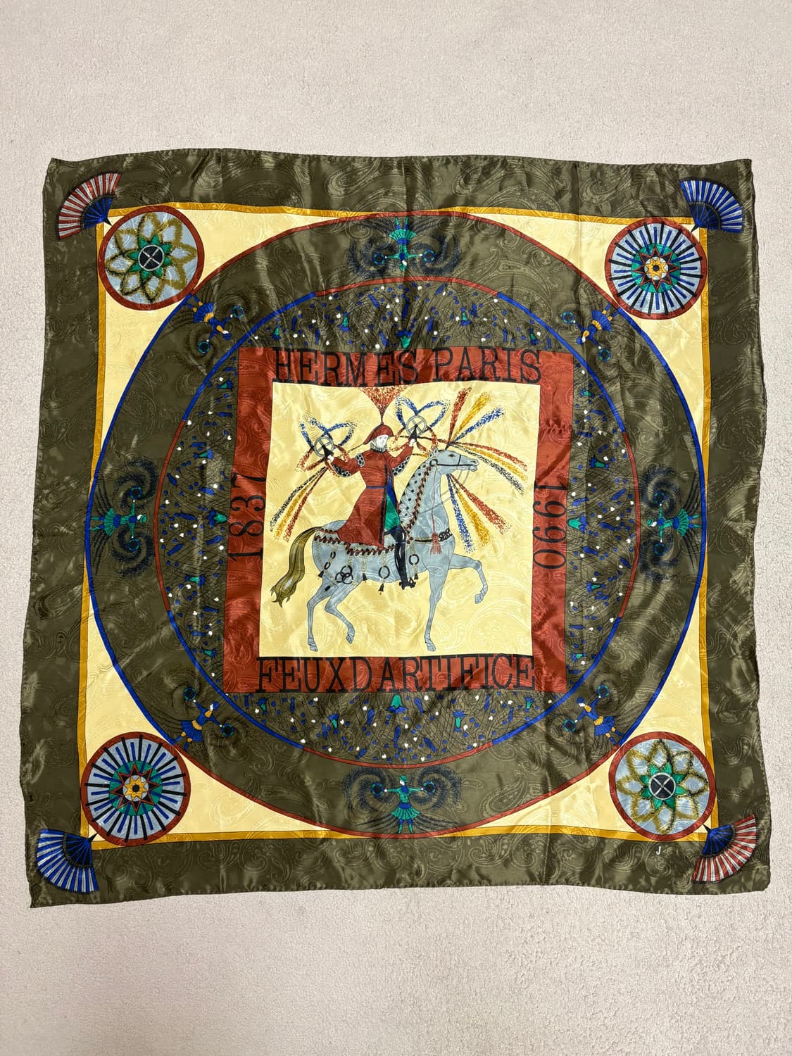 [정품/자카드] 에르메스 푀 다르티피스 실크 스카프 90 상품이미지1