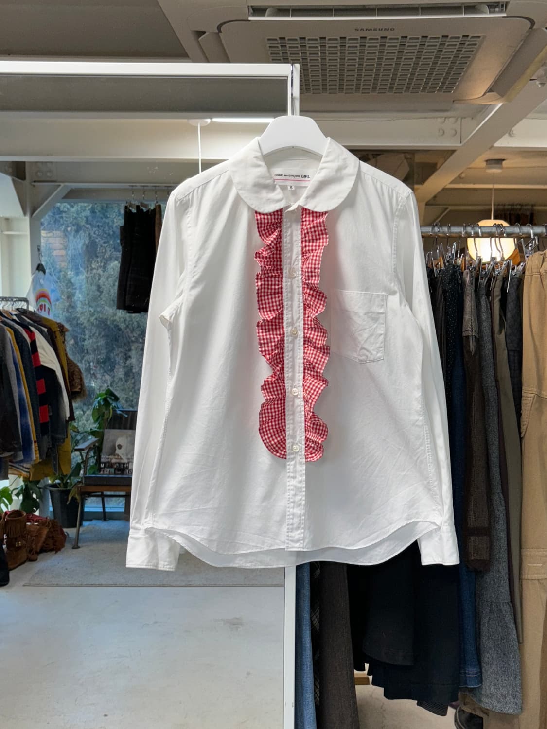 꼼데가르송 걸 깅엄 체크 프릴 셔츠 상품이미지1