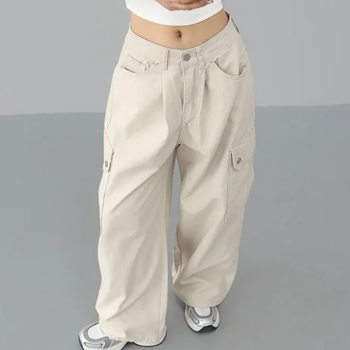 베이지 카고 바지 와이드 팬츠 빈티지 상품이미지1