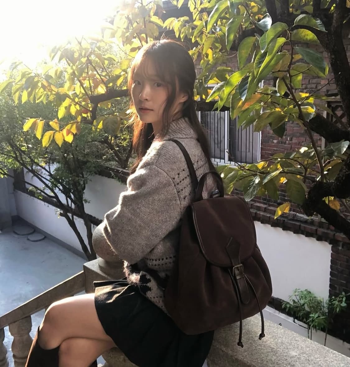 새상품 ) ANOETIC 아노에틱 브라운 백팩 환승연애 이서경 가방 상품이미지2