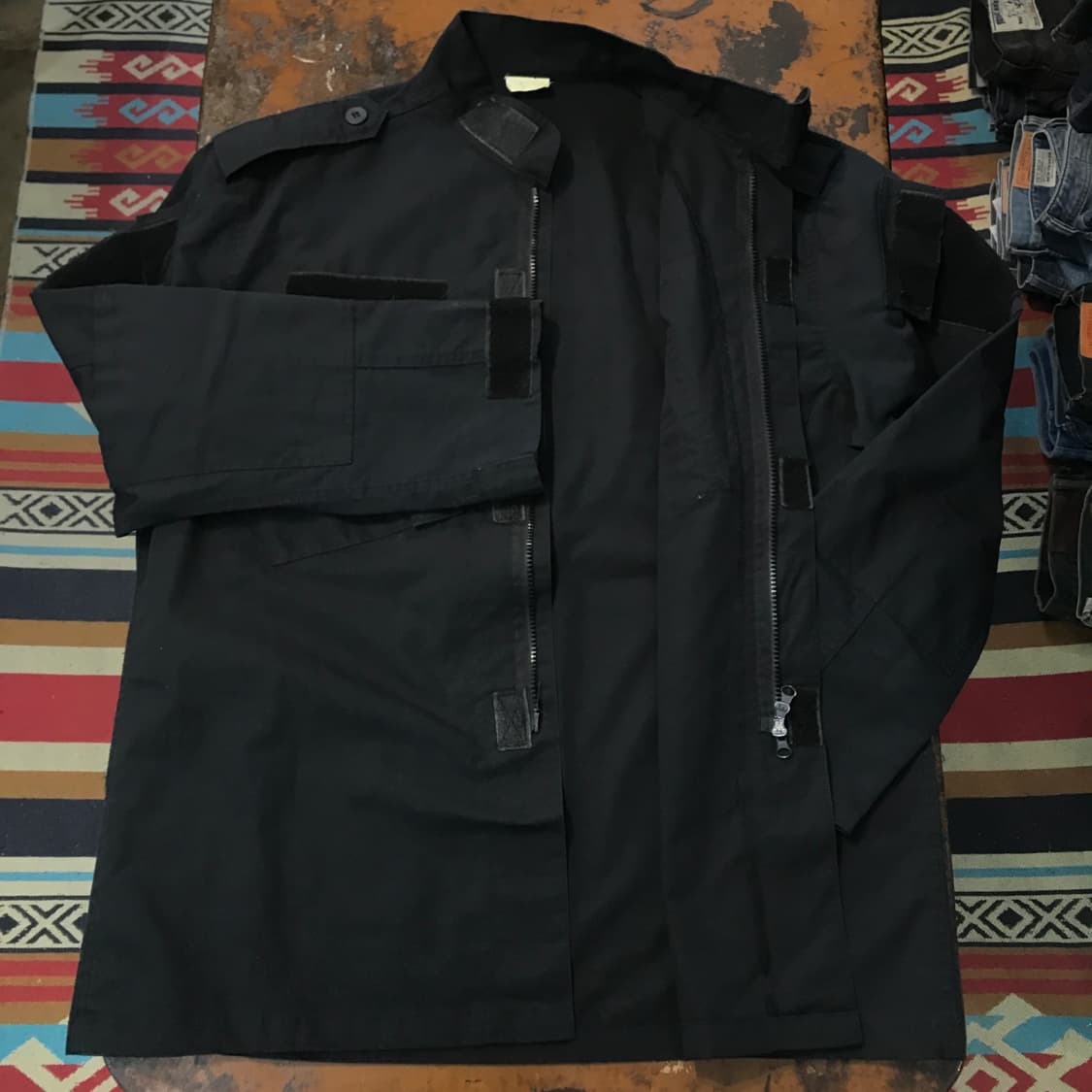  밀리터리 빈티지 블랙 립스탑 투웨이 집업 자켓 남성 110 115  상품이미지6