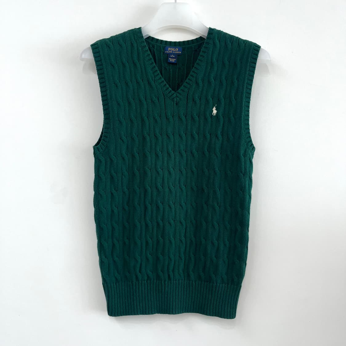 폴로 랄프로렌 신형 그린 케이블 니트 코튼 조끼 상품이미지2