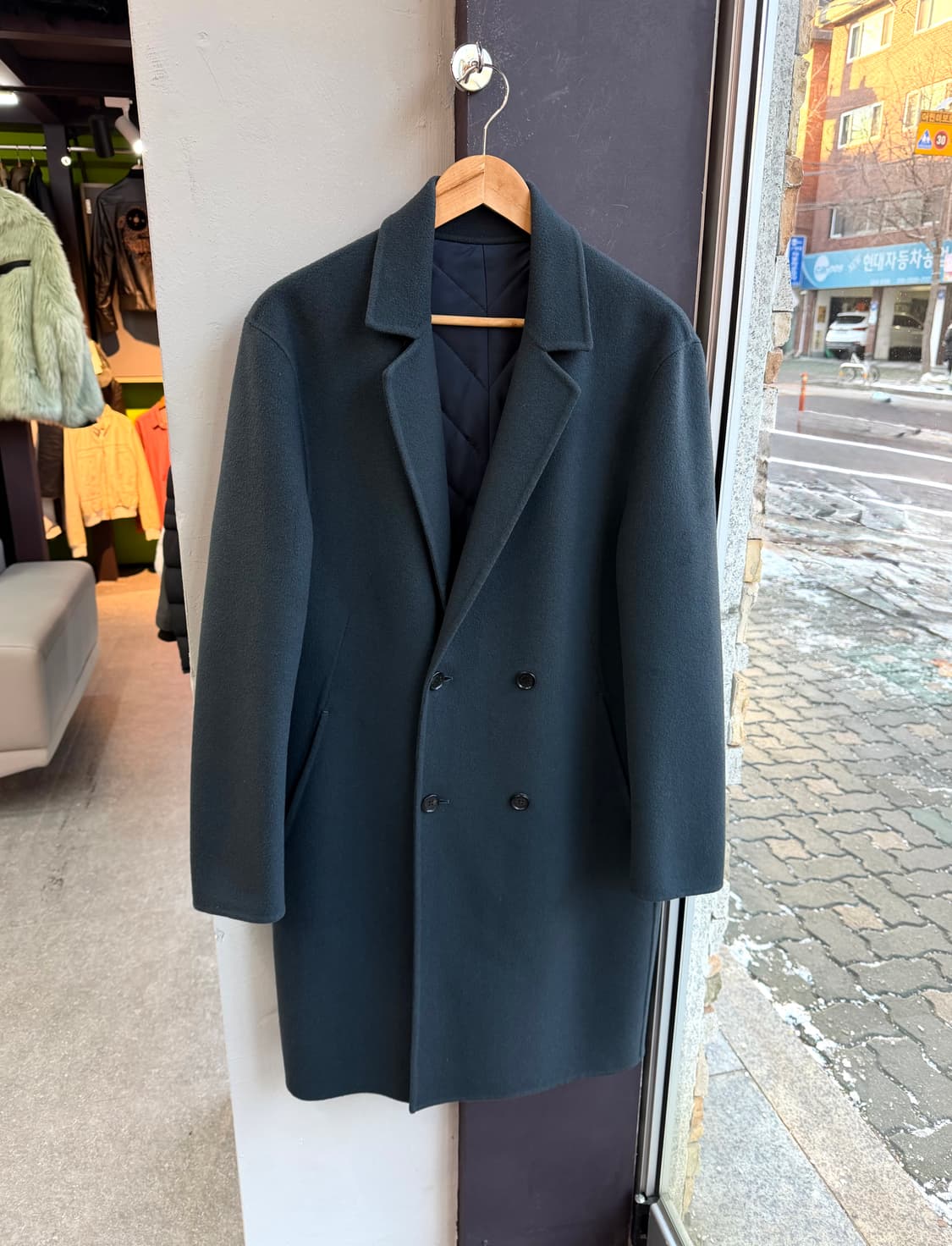 100/ 타임옴므 스모크블루 캐시미어 핸드메이드 더젠틀 코트 상품이미지2