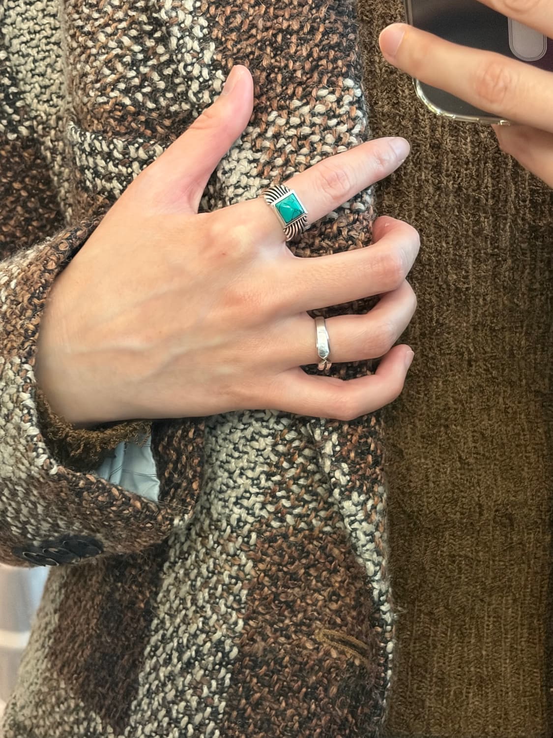 [남/여]터키석 스퀘어 실버 925 링 상품이미지4