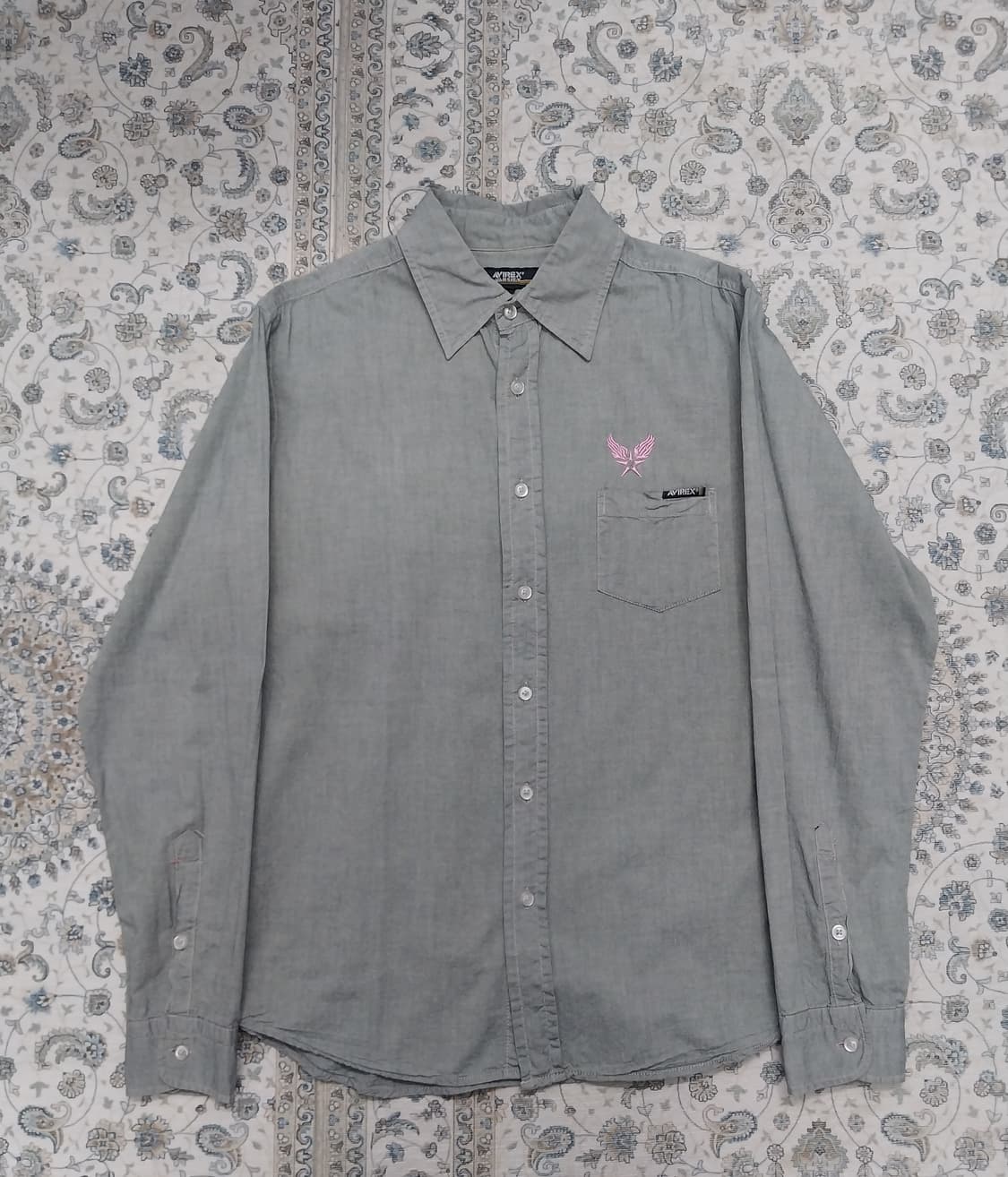 AVIREX 그레이 포켓 자수 셔츠 L 상품이미지1