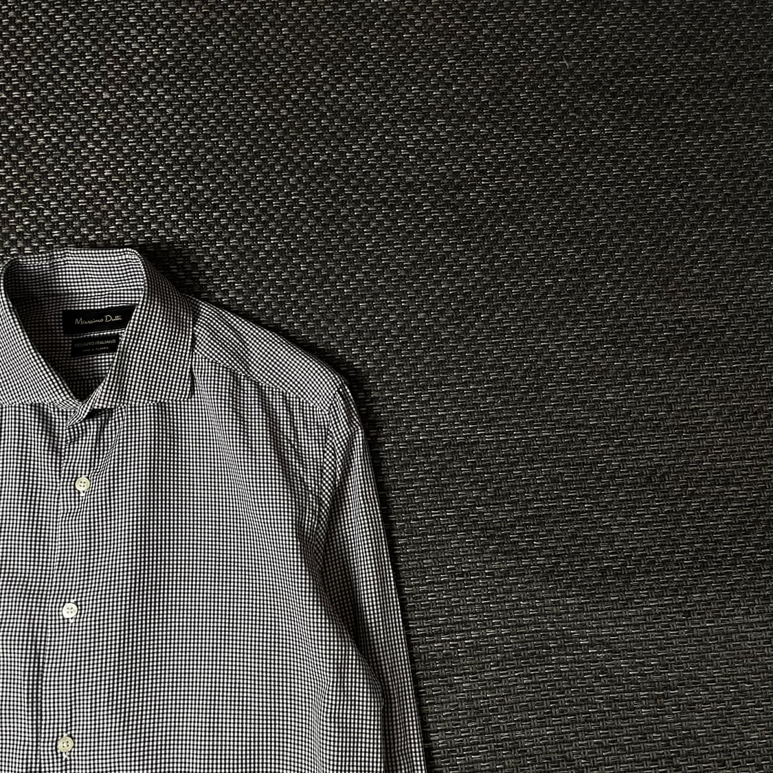 마시모두띠 블랙 화이트 마이크로 체크 긴팔 셔츠 상품이미지3